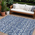 10' X 14' Navy Blue And Ivory Southwestern Washable Indoor Outdoor Area Rug