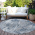8' Round Blue Round Abstract Washable Non Skid Indoor Outdoor Area Rug - 608219061845