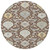 8' Brown Gray And Ivory Round Damask Washable Indoor Outdoor Area Rug