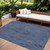 8' X 10' Navy Blue And Charcoal Floral Washable Indoor Outdoor Area Rug