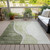 9' X 12' Olive Green And Beige Abstract Washable Indoor Outdoor Area Rug