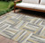 8' X 10' Beige Gray And Ivory Geometric Washable Indoor Outdoor Area Rug