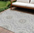 9' X 12' Gray Silver And Ivory Floral Medallion Washable Indoor Outdoor Area Rug
