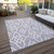 9' X 12' Lavender And Ivory Trellis Washable Indoor Outdoor Area Rug