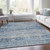 8' X 10' Sky Blue And Navy Blue Abstract Washable Indoor Outdoor Area Rug
