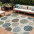 9' X 12' Ivory Fern Green And Teal Blue Geometric Washable Indoor Outdoor Area Rug
