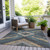 9' X 12' Navy Blue And Beige Geometric Washable Indoor Outdoor Area Rug