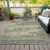 8' X 10' Pale Aqua And Khaki Abstract Washable Indoor Outdoor Area Rug