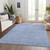 8' X 10' Sky Blue And Ivory Floral Washable Indoor Outdoor Area Rug