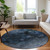 8' Navy Blue And Denim Blue Round Abstract Washable Indoor Outdoor Area Rug - Navy Blue, Denim Blue