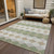 8' X 10' Artichoke Green Ivory And Beige Geometric Washable Indoor Outdoor Area Rug