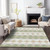 8' X 10' Artichoke Green Ivory And Beige Geometric Washable Indoor Outdoor Area Rug