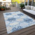 10' X 14' Sky Blue Gray And Ivory Trellis Washable Indoor Outdoor Area Rug