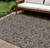 9' X 12' Chocolate And Charcoal Floral Washable Indoor Outdoor Area Rug