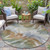 8' Beige And Copper Round Abstract Washable Indoor Outdoor Area Rug