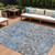 9' X 12' Blue And Gray Abstract Washable Indoor Outdoor Area Rug - Blue, Gray