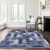 9' X 12' Navy Blue And Sky Blue Southwestern Washable Indoor Outdoor Area Rug
