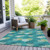 10' X 14' Emerald Gray And Ivory Polka Dot Washable Indoor Outdoor Area Rug