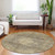 8' Brown And Beige Round Medallion Washable Indoor Outdoor Area Rug - Brown, Beige