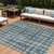 8' X 10' Denim Blue And Gray Abstract Washable Indoor Outdoor Area Rug