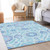 9' X 12' Sky Blue And Lavender Floral Washable Indoor Outdoor Area Rug