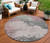 8' Blush Sage And Charcoal Round Abstract Washable Indoor Outdoor Area Rug