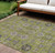 9' X 12' Olive Green Gray And Charcoal Oriental Washable Indoor Outdoor Area Rug