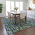 9' X 12' Navy Blue Green And Ivory Abstract Washable Indoor Outdoor Area Rug