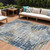 8' X 10' Navy Blue And Beige Geometric Washable Indoor Outdoor Area Rug - Navy Blue, Beige