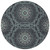 8' Charcoal Gray And Ivory Round Floral Medallion Washable Indoor Outdoor Area Rug