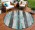 8' Teal Blue And Gray Round Striped Washable Indoor Outdoor Area Rug - 880016495850