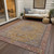 9' X 12' Gold And Peach Medallion Washable Indoor Outdoor Area Rug