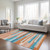 10' X 14' Orange Teal Blue And Salmon Striped Washable Indoor Outdoor Area Rug