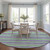 8' X 8' Green Purple and Blue Round Striped Washable Non Skid Indoor Outdoor Area Rug