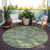8' Fern Green And Olive Green Round Floral Washable Indoor Outdoor Area Rug