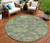 8' Fern Green And Olive Green Round Floral Washable Indoor Outdoor Area Rug