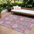 10' X 14' Pink Ivory And Denim Blue Floral Washable Indoor Outdoor Area Rug