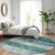 8' Teal Blue Aqua And Blue Round Geometric Washable Indoor Outdoor Area Rug
