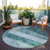 8' Teal Blue Aqua And Blue Round Geometric Washable Indoor Outdoor Area Rug