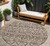 8' Brown And Beige Round Southwestern Washable Indoor Outdoor Area Rug