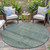 8' Teal Blue And Ivory Round Geometric Washable Indoor Outdoor Area Rug - Teal Blue, Ivory