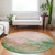8' Pink And Green Round Abstract Washable Indoor Outdoor Area Rug