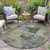 8' Green Gray And Sky Blue Round Abstract Washable Indoor Outdoor Area Rug
