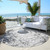 8' Black White And Gray Round Abstract Washable Indoor Outdoor Area Rug