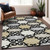9' X 12' Black Gray And Ivory Trellis Washable Indoor Outdoor Area Rug
