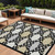 9' X 12' Black Gray And Ivory Trellis Washable Indoor Outdoor Area Rug
