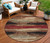 8' Brown Beige And Burgundy Round Abstract Washable Indoor Outdoor Area Rug