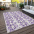 9' X 12' Lilac And Ivory Abstract Washable Indoor Outdoor Area Rug