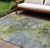 9' X 12' Olive Green And Gray Abstract Washable Indoor Outdoor Area Rug