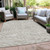 9' X 12' Taupe And Beige Floral Washable Indoor Outdoor Area Rug - Taupe, Beige